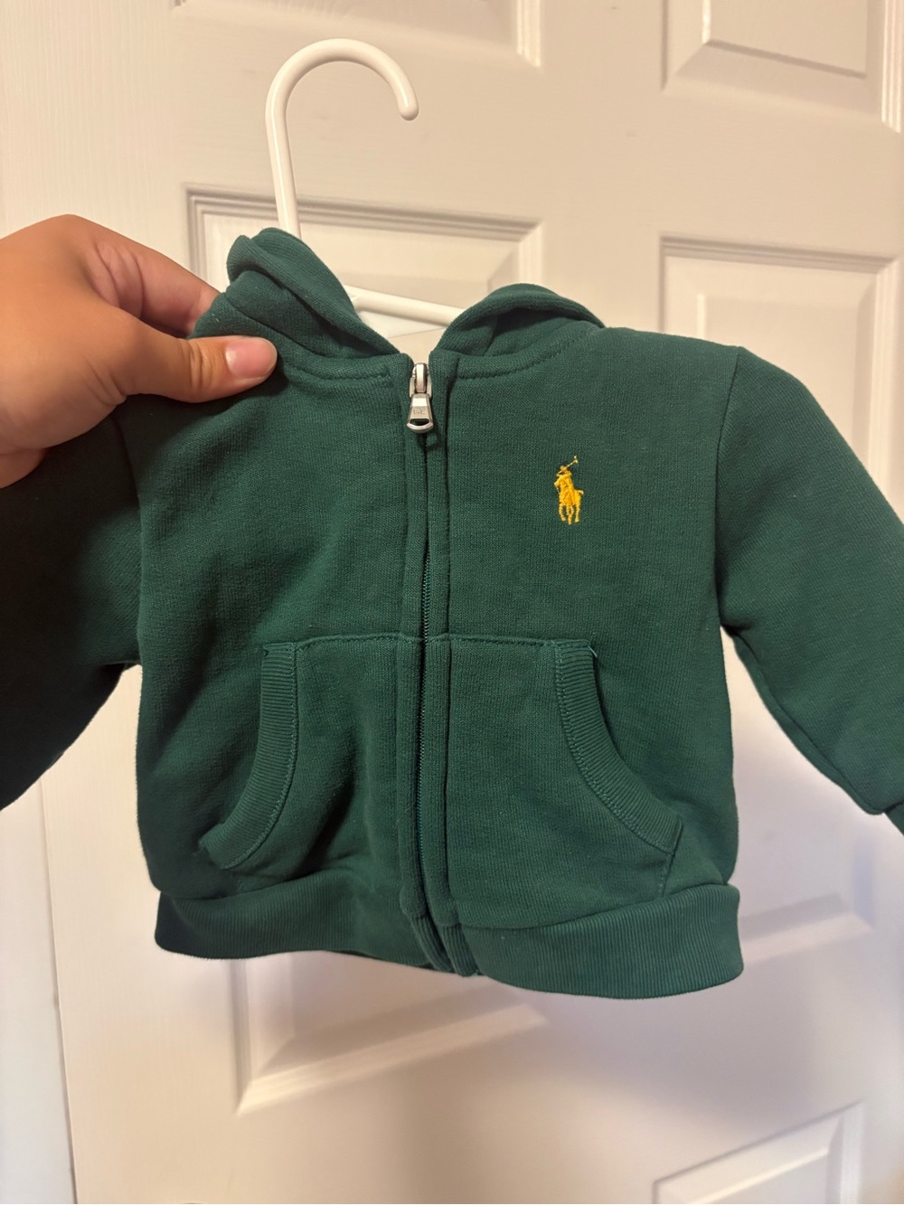 Polo by Ralph Lauren Forest Green Hooded Zip-Up Sweatshirt with Yellow Pony
